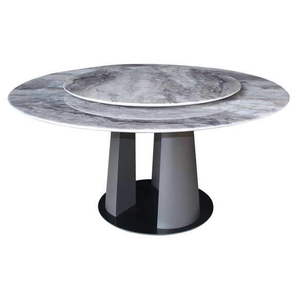 Lazy Susan Τραπέζι με Κεντρική Περιστρεφόμενη Επιφάνεια, Βάση Μέταλλο-Επιφάνεια Μάρμαρο