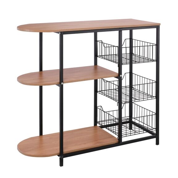Kitchen Τροφοθήκη, Μέταλλο Βαφή Μαύρο, Απόχρωση Natural oak
