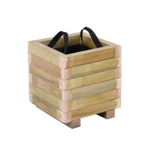 Flower pot Wood Γλάστρα, Εμποτισμού Pine, Απόχρωση Φυσικό, 30x30x32cm
