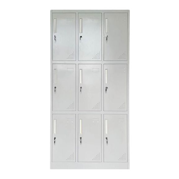 Locker 9 Θέσεων Φοριαμός - Ερμάριο με Εσωτερικά Ράφια, Μέταλλο Βαφή Γκρι