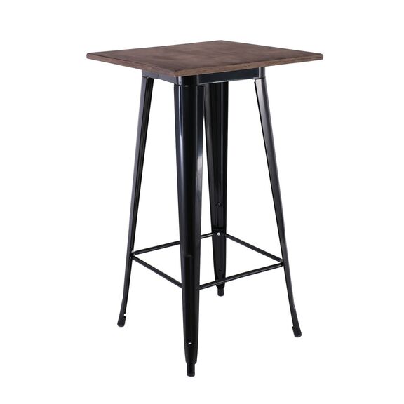 Relix Wood Τραπέζι bar-Pro, Μέταλλο Βαφή Μαύρο, Επιφάνεια κ/π Εμποτισμού Καρυδί