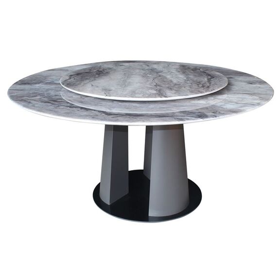 Lazy Susan Τραπέζι με Κεντρική Περιστρεφόμενη Επιφάνεια, Βάση Μέταλλο-Επιφάνεια Μάρμαρο