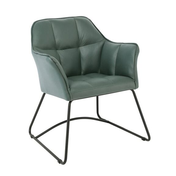 Polly Πολυθρόνα Μέταλλο Βαφή Μαύρο, Ύφασμα Suede Olive Green