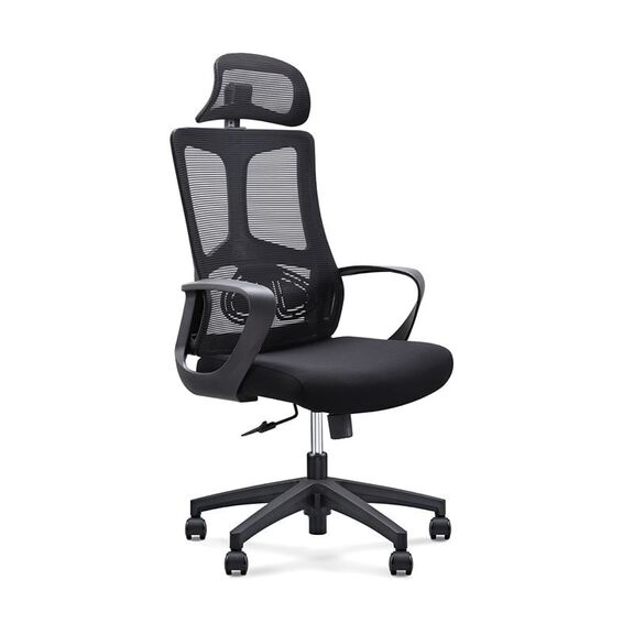 Bf8600 Πολυθρόνα Γραφείου Διευθυντή, Mesh Μαύρο, Ύφασμα Μαύρο