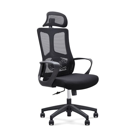 Bf8600 Πολυθρόνα Γραφείου Διευθυντή, Mesh Μαύρο, Ύφασμα Μαύρο