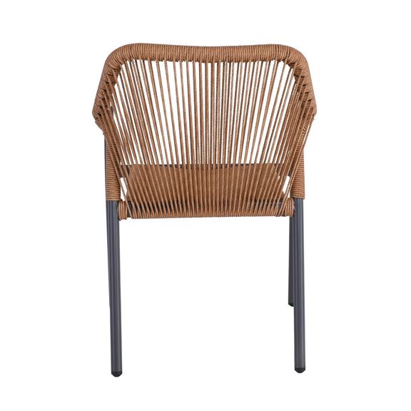 Dina Πολυθρόνα Βεράντας-Κήπου alu Ανθρακί, Rope Wicker Φυσικό, Στοιβαζόμενη