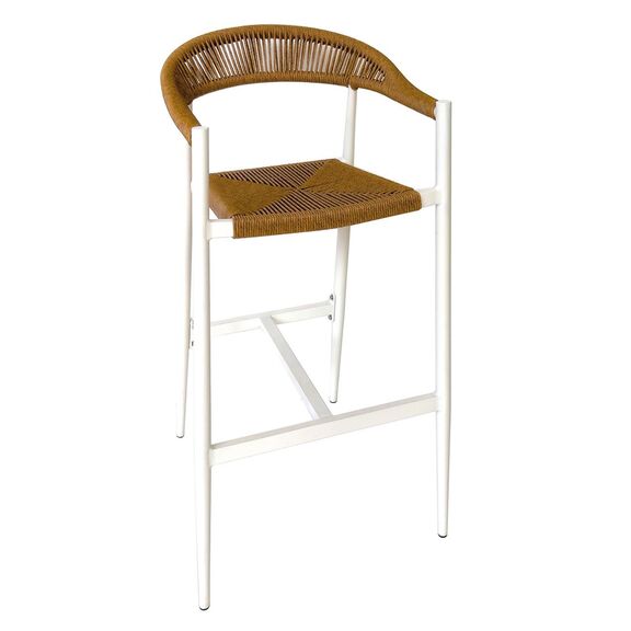 Mady Σκαμπό Bar, alu Άσπρο, Rope Wicker Φυσικό