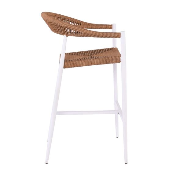 Mady Σκαμπό Bar, alu Άσπρο, Rope Wicker Φυσικό