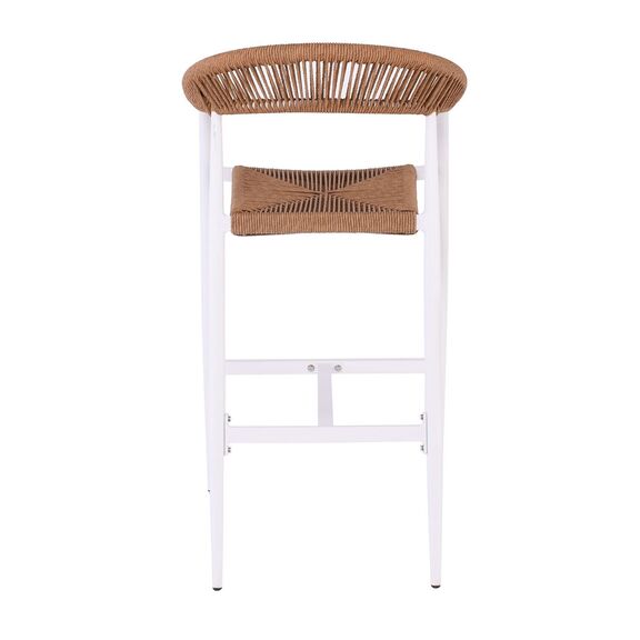 Mady Σκαμπό Bar, alu Άσπρο, Rope Wicker Φυσικό