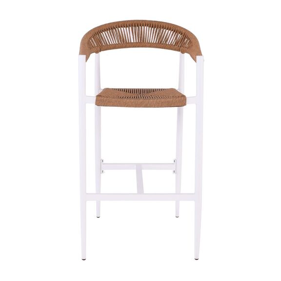 Mady Σκαμπό Bar, alu Άσπρο, Rope Wicker Φυσικό
