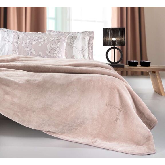 Βελουτέ Κουβέρτα Logo Pudra 160x220 guy Laroche  100% Polyester