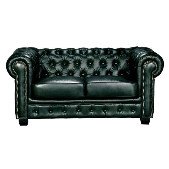 Chesterfield Birmingham Καναπές 2θέσιος Σαλονιού Καθιστικού,δέρμα Antique Green