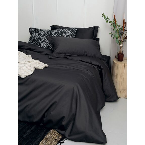 Ζεύγος Μαξιλαροθήκες Oxford 50x75 Luxe Sateen Coal