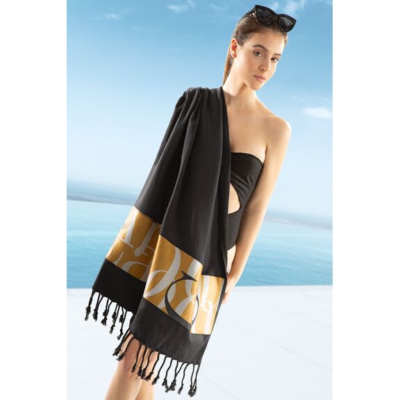 Πετσέτα Θαλάσσης - Παρεό Pestemal 25 Black 90x170 guy Laroche  100% Cotton