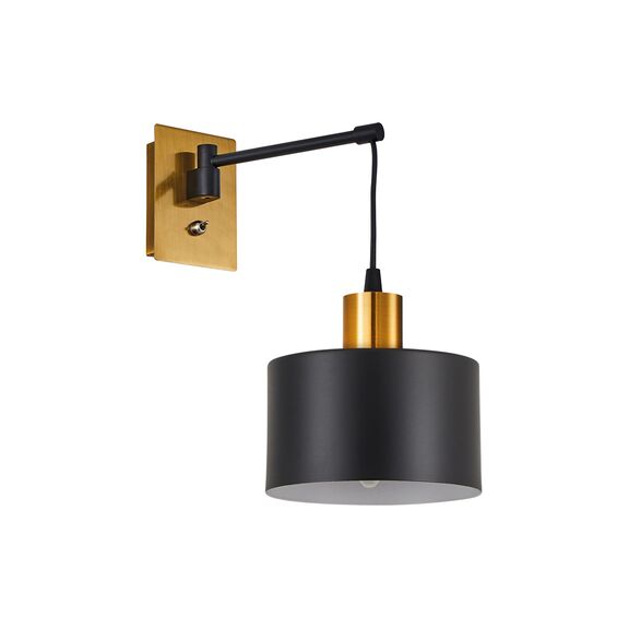 Se21-gm-9-ms1 Adept Wall Lamp Gold Matt and Black Metal Wall Lamp Black Metal Shade+