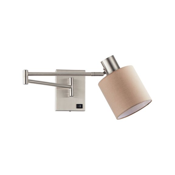 Se21-nm-52-sh3 Adept Wall Lamp Nickel Matt Wall Lamp With Switcher and Brown Shade+