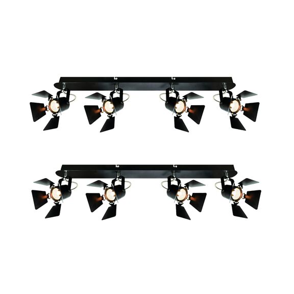 Gu12015a-4b (X2) Mystik Packet Metal Black Ceiling Lamp With Rotating Heads+