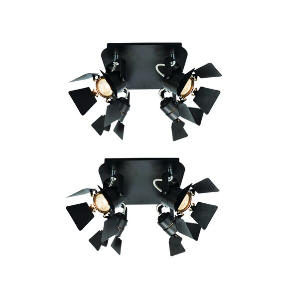 Gu12015a-4r (X2) Mystik Packet Metal Black Ceiling Lamp With Rotating Heads+