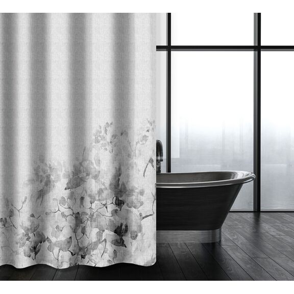Κουρτίνα Μπάνιου Abstract des 114 Silver με Κρίκους 180x200 Saint Clair  100% Polyester