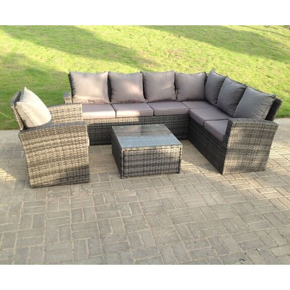 Bali set Wicker 6 Θέσεων: 1 Τραπέζι+1 Καναπέ 2θ+2 Σκαμπό +2 Καθίσματα 1θ, Απόχρωση Γκρι