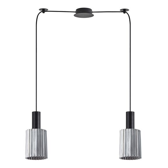 Se21-bl-4-bl2-gl1 Adept Tube Black Pendant Smoked Glass+