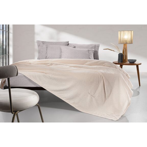 Σετ 2τμχ Κουβέρτα Rombus Ecru 160x220 guy Laroche  100% Pol. - Microfiber