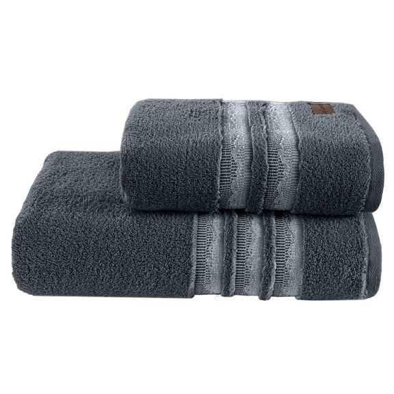 Σετ 2τμχ. Πετσέτες Μπάνιου Lantz Anthracite guy Laroche  Smooth Cotton 650 Gr/m4