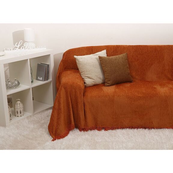 Ριχτάρι Τριθέσιου 180x280 anna riska unicolour chenille throws collection des.1300 terracotta