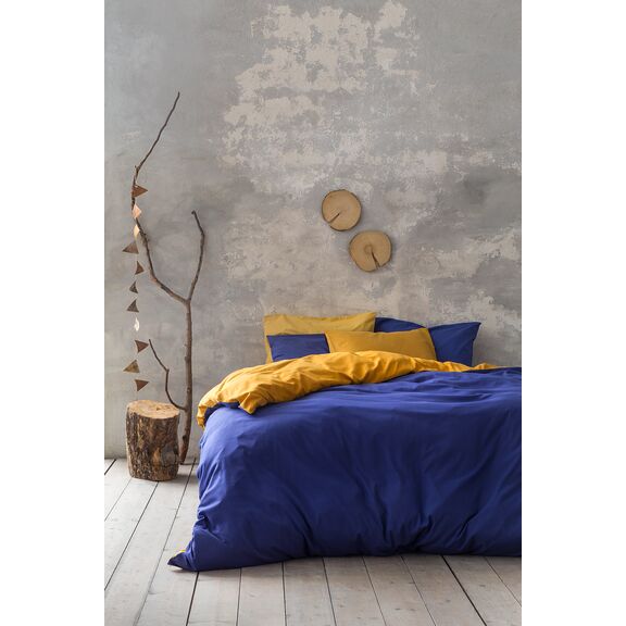 Σετ Παπλωματοθήκη Μονή Abalone - Blue / Mustard Beige Nima Home 160x240