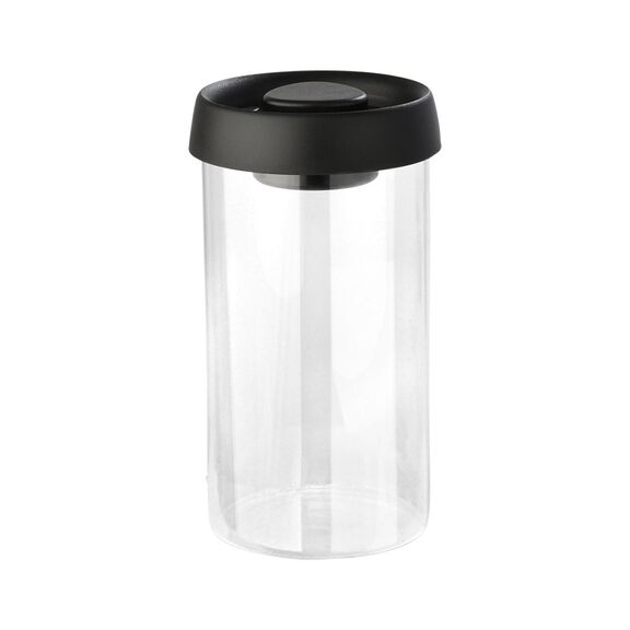 Estia Δοχειο Αποθηκευσης Κενου Αερος Γυαλινο 900ml με Καπακι Μαυρο