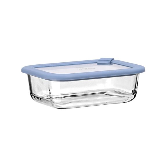 Estia Φαγητοδοχειο Colorseal Γυαλινο 640ml 18.9x14.5x6.7 με Καπακι Σιλικονης Μπλε