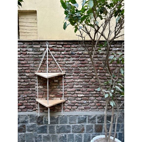 Ραφι Κρεμαστο (Village 2)macrame Διαστασεισ.40*76εκ. Υλικο. Βαμβακι Ξυλο