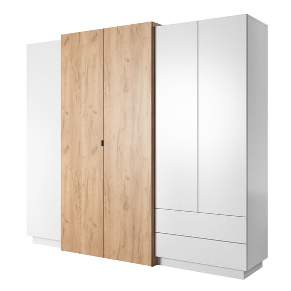Ντουλάπα 3d Λευκή 230x201x51cm με Εσωτερικό Καθρέπτη και Συρτάρια