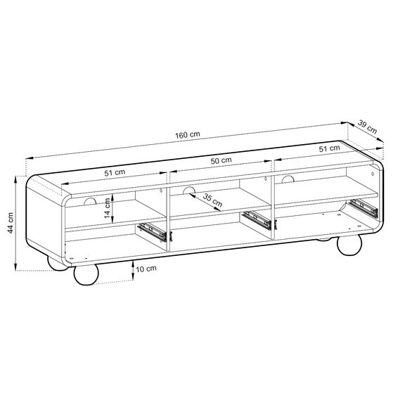 Έπιπλο Τηλεόρασης Albion με Συρτάρια Λευκό Kazmir 160x44x39cm