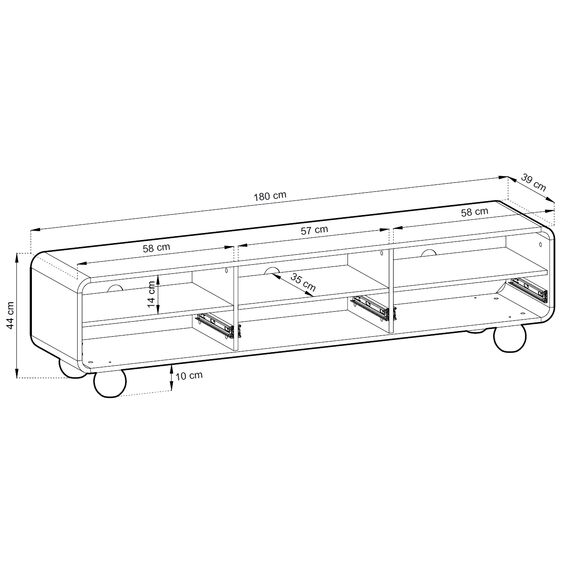 Έπιπλο Τηλεόρασης Albion με Συρτάρια Λευκό Kazmir 180x44x39cm