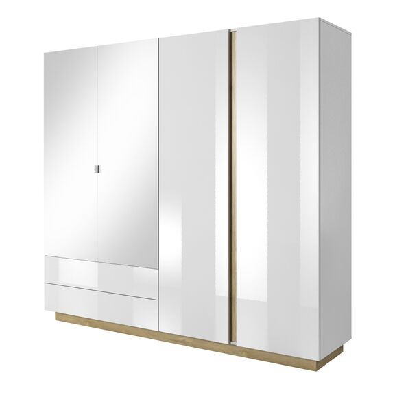 Ντουλάπα Arco Λευκό High Gloss 220x202x54cm με Καθρέπτη και Συρτάρια