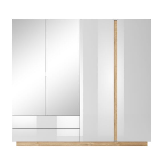 Ντουλάπα Arco Λευκό High Gloss 220x202x54cm με Καθρέπτη και Συρτάρια