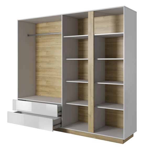 Ντουλάπα Arco Λευκό High Gloss 220x202x54cm με Καθρέπτη και Συρτάρια