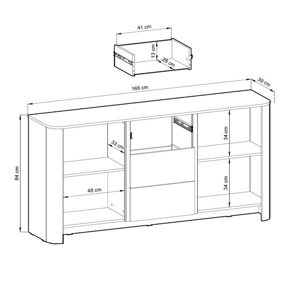 Μπουφές με Συρτάρια Bari Λευκό Kazmir  163x82x39cm