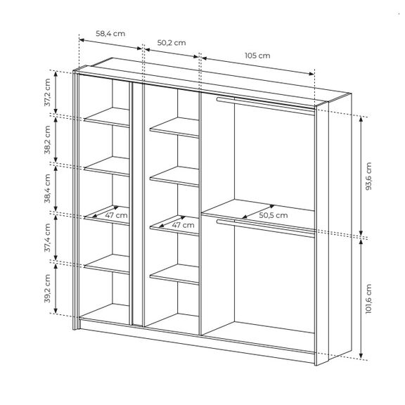 Ντουλάπα Dast Μπεζ Τετράφυλλη 223x210x55cm