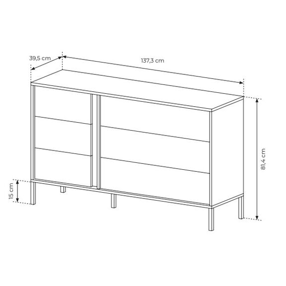 Συρταριέρα Dast Μπεζ με 6 Συρτάρια 137x81x39cm
