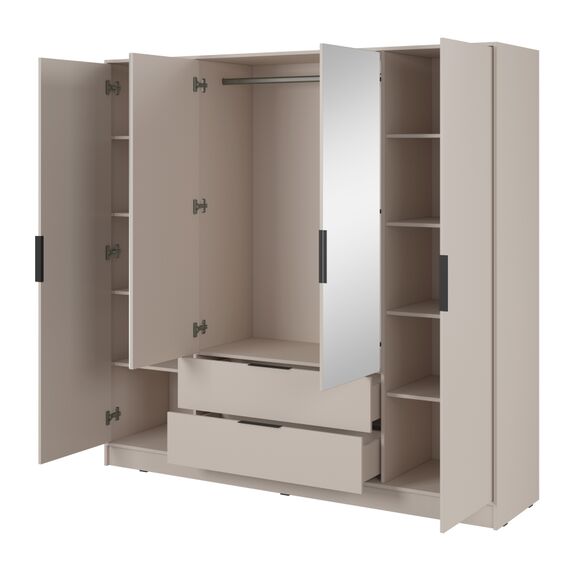 Ντουλάπα Kelly Λευκό Σαμπανί με Καθρέπτες 206x200x51cm