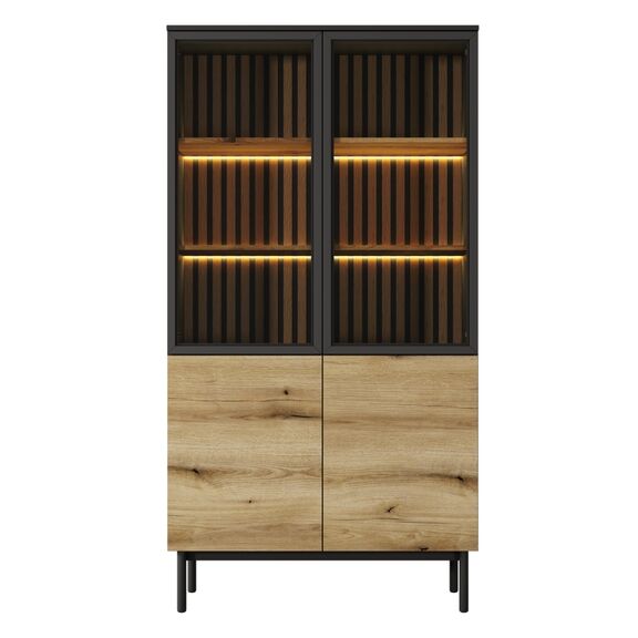 Βιτρίνα Lang Ανθρακί+ Φυσικό Evoke με Φωτισμό 100x188x39cm
