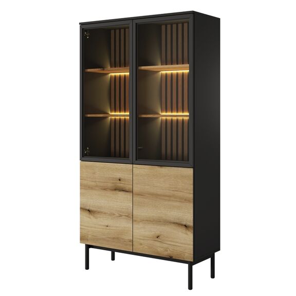 Βιτρίνα Lang Ανθρακί+ Φυσικό Evoke με Φωτισμό 100x188x39cm