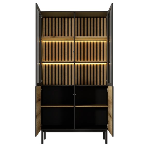 Βιτρίνα Lang Ανθρακί+ Φυσικό Evoke με Φωτισμό 100x188x39cm