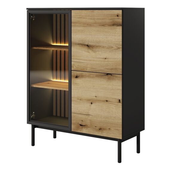 Βιτρίνα Lang Ανθρακί+ Φυσικό Evoke με Φωτισμό 100x125x39cm