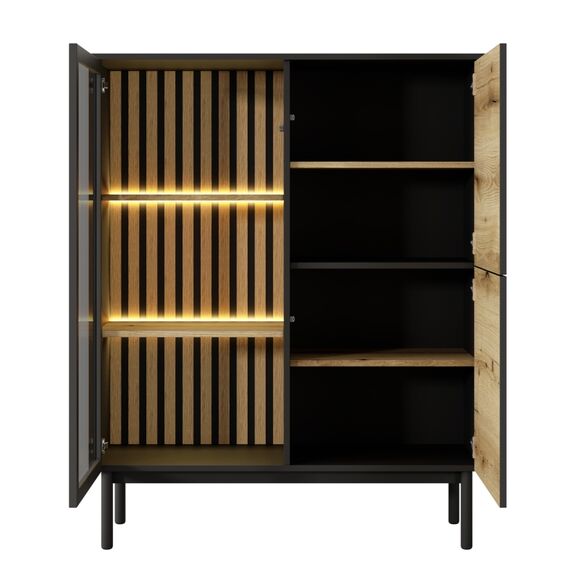 Βιτρίνα Lang Ανθρακί+ Φυσικό Evoke με Φωτισμό 100x125x39cm