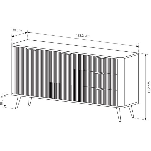 Μπουφές με Συρτάρια Lante Λευκός 163x81x38cm