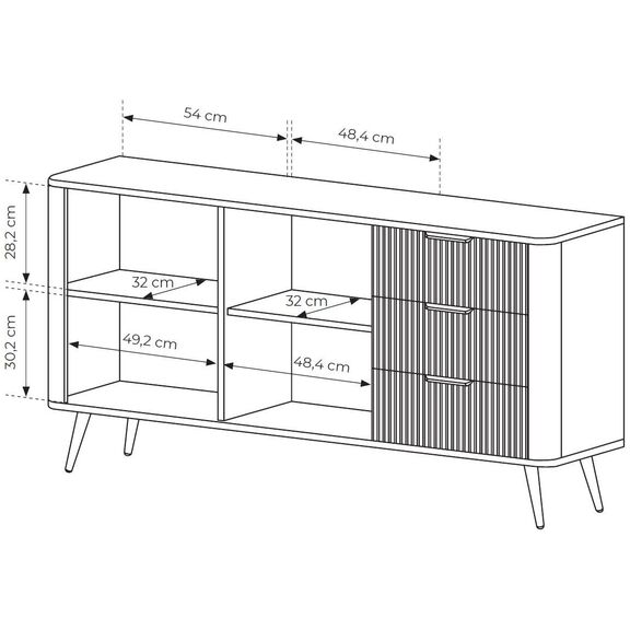 Μπουφές με Συρτάρια Lante Λευκός 163x81x38cm
