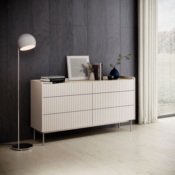 Συρταριέρα Level Μπεζ με 6 Συρτάρια 153x82x38cm